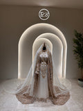White and gold 4 piece thoub ثوب ابيض و ذهبي مكون من اربع قطع