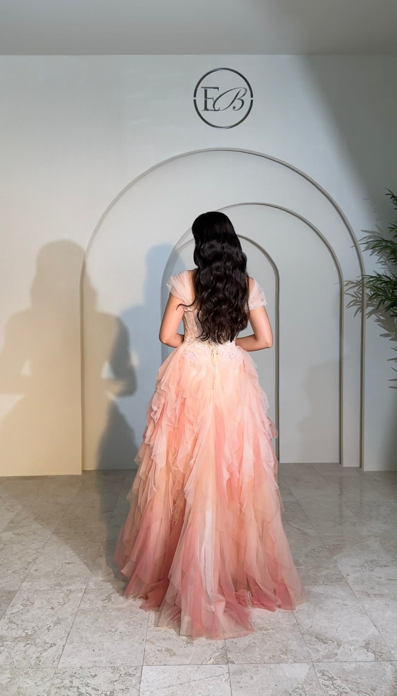 Ombré tulle layered dress with hand details فستان اومبري مع كسرات و شغل يد