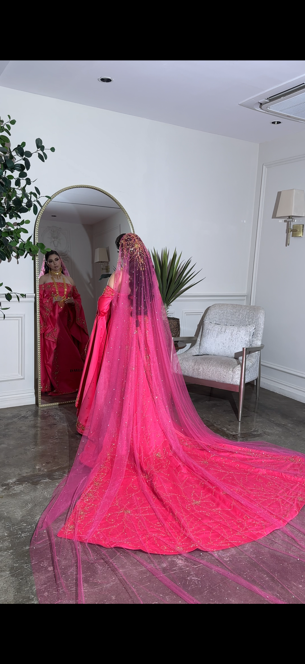 Fuschia pink henna dress