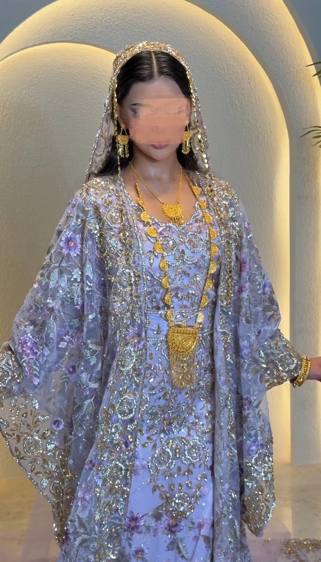 Purple thoub with embroidery ثوب بنفسجي مع شك يدوي