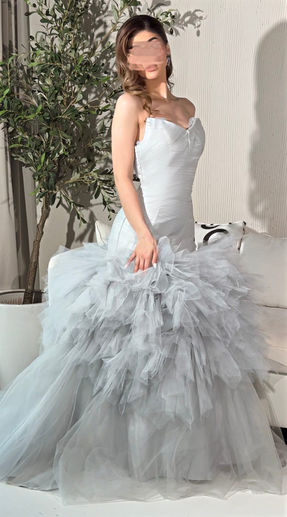Grey tulle sweetheart