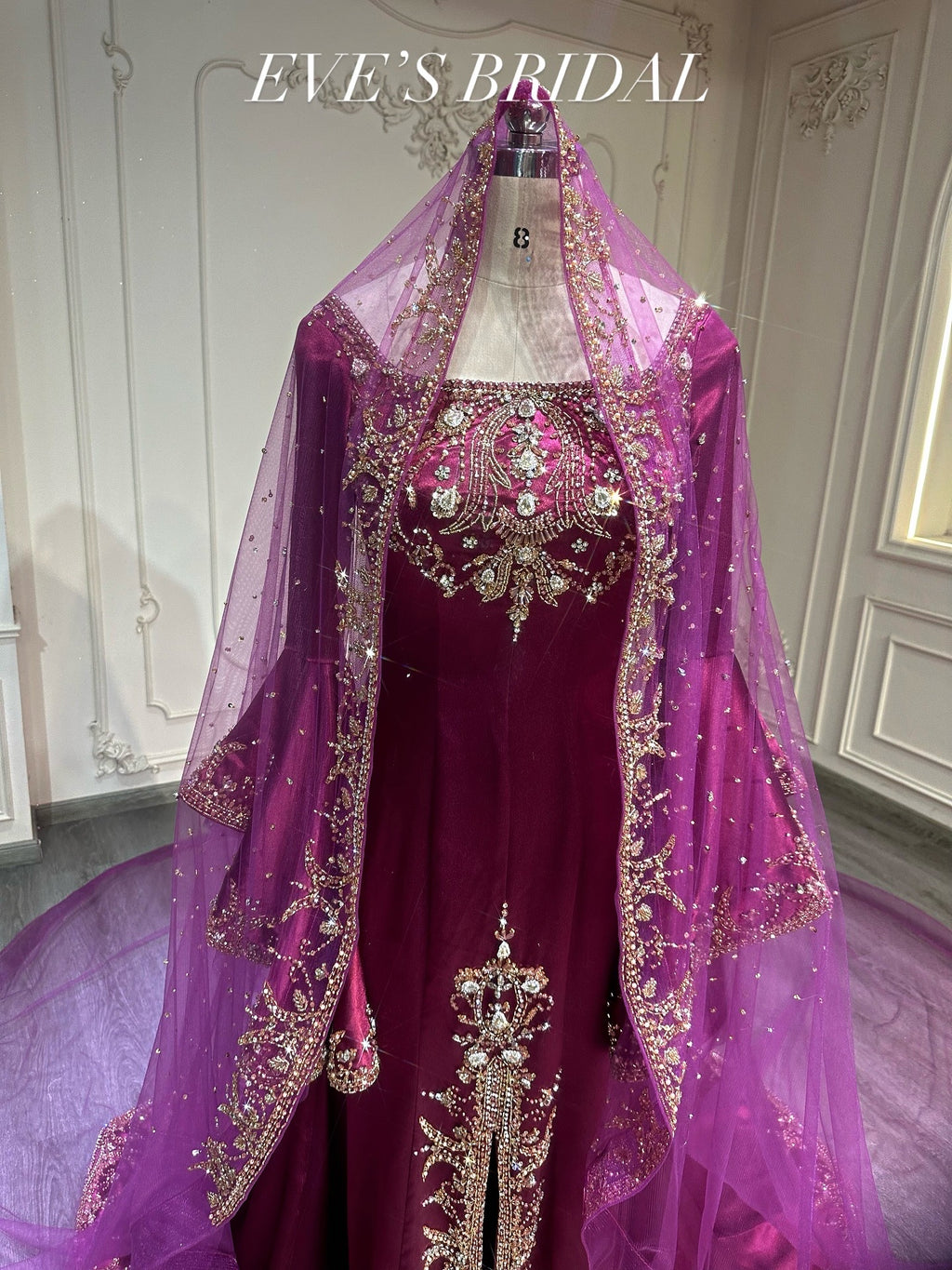 Malka fuschia pink فستان ملكة فوشيه طرحة