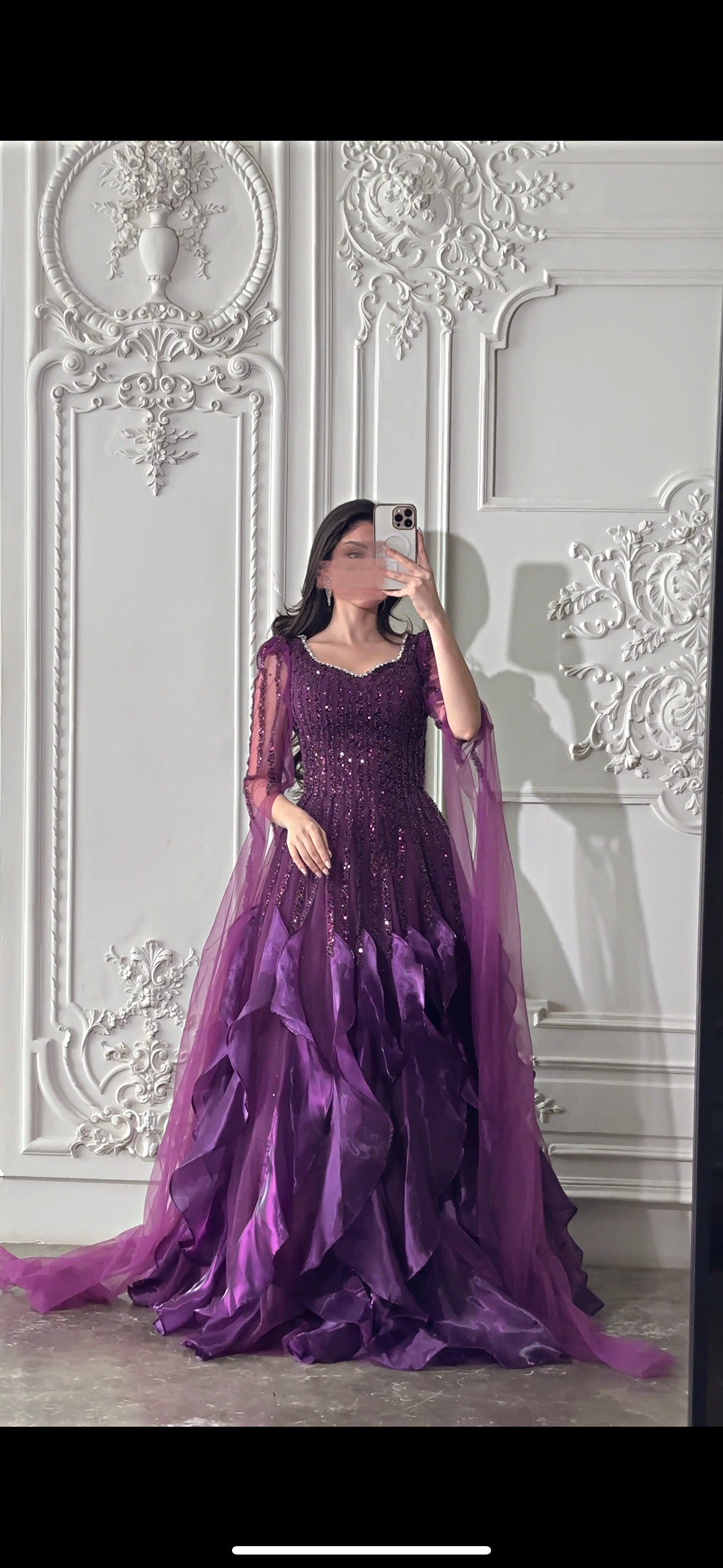 فستان بنفسجي مع كسرات Purple pleated dress