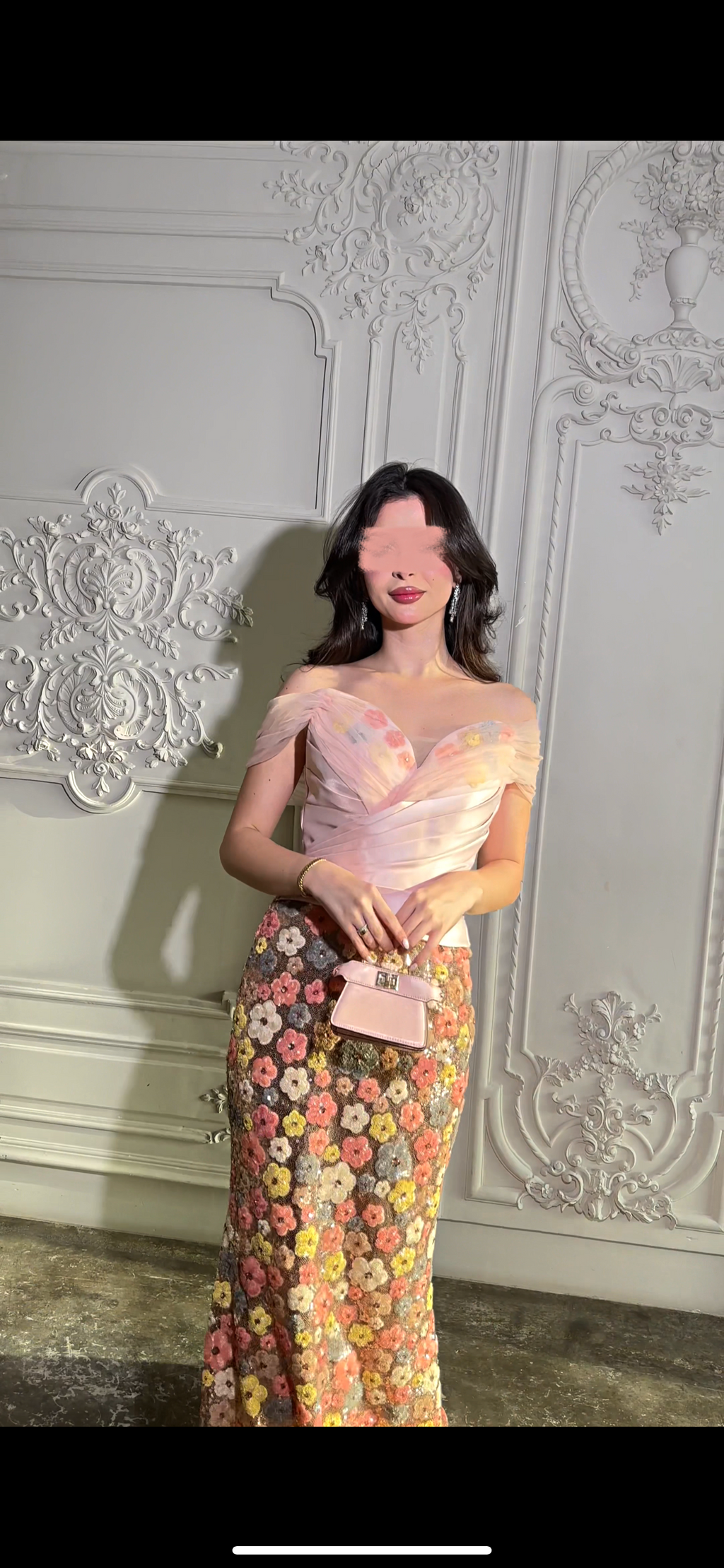 Fishtail pink dress فستان اوف شولدر عالجسم