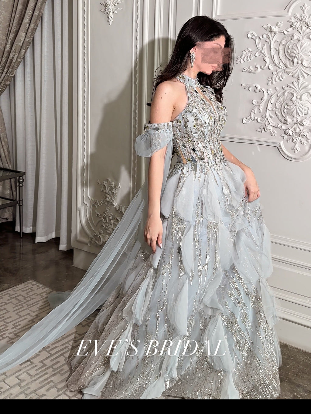 Grey mirror dress فستان فضي بالمرايا