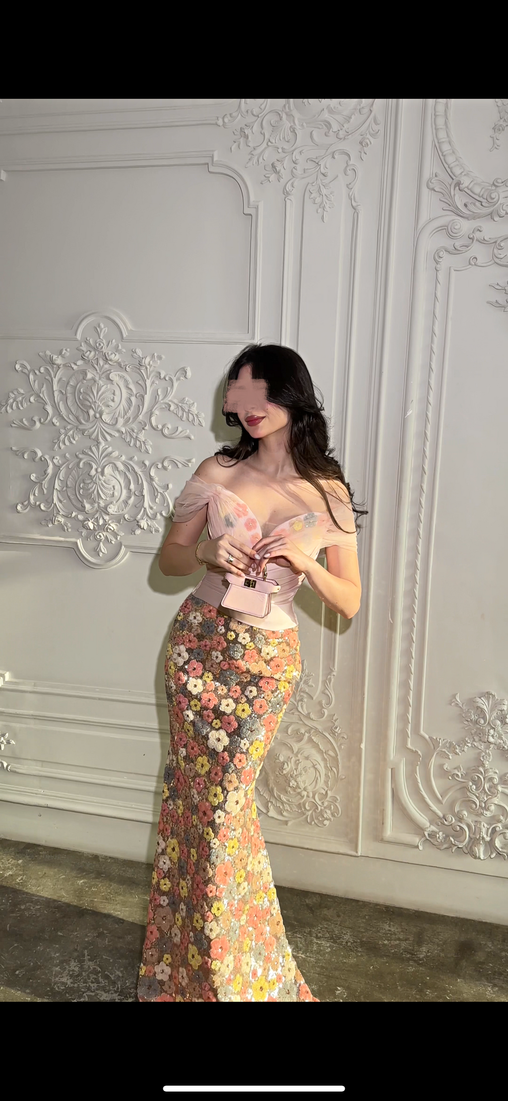 Fishtail pink dress فستان اوف شولدر عالجسم