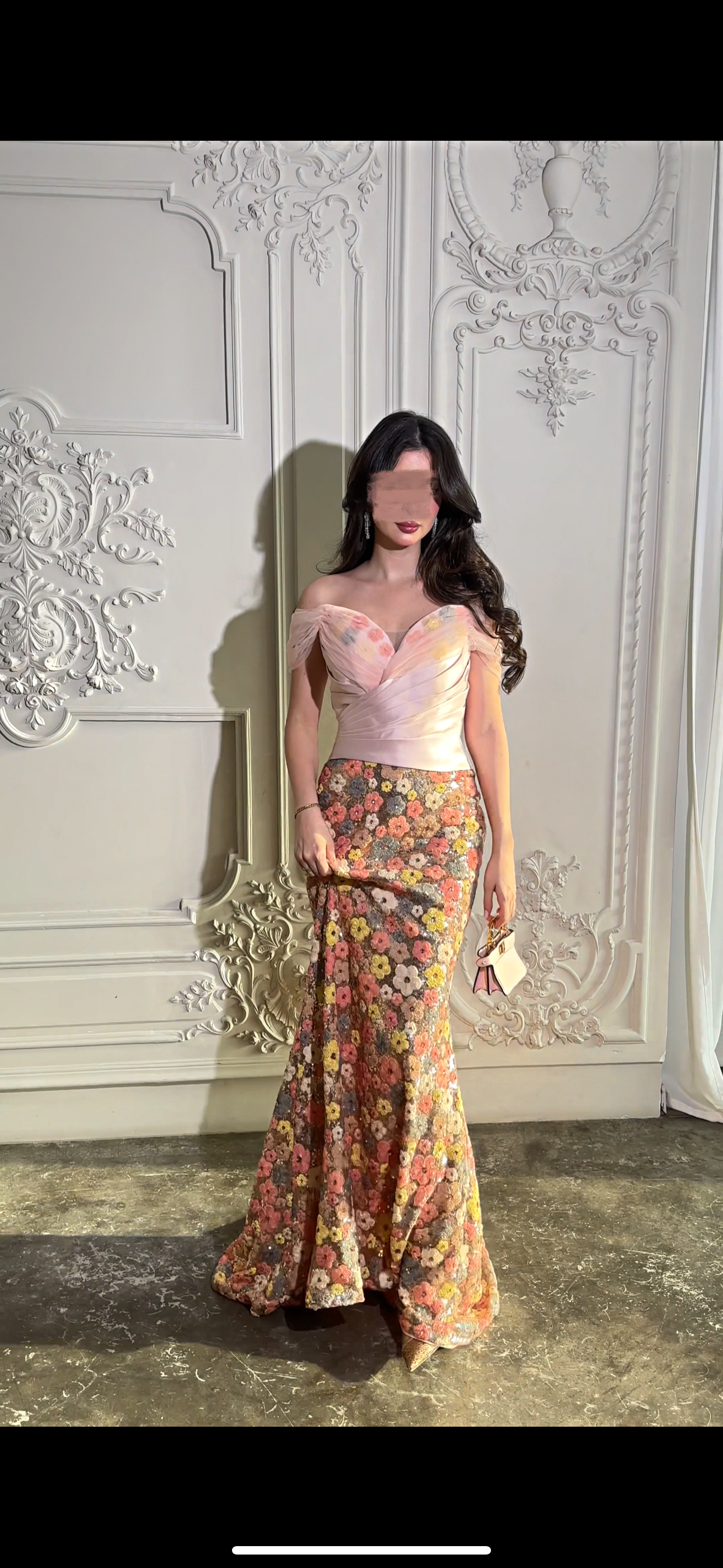 Fishtail pink dress فستان اوف شولدر عالجسم