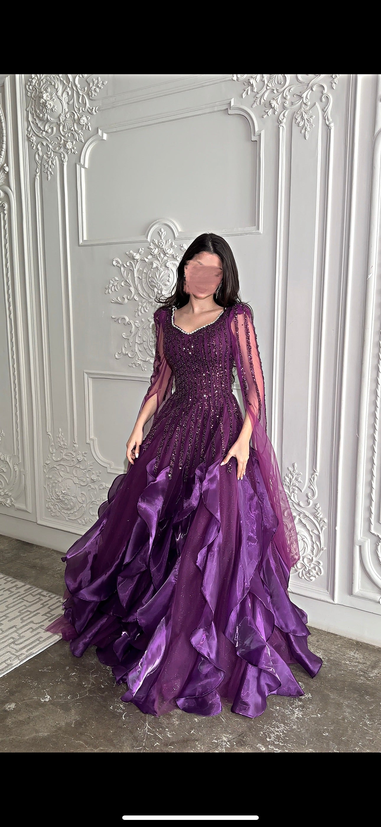 فستان بنفسجي مع كسرات Purple pleated dress