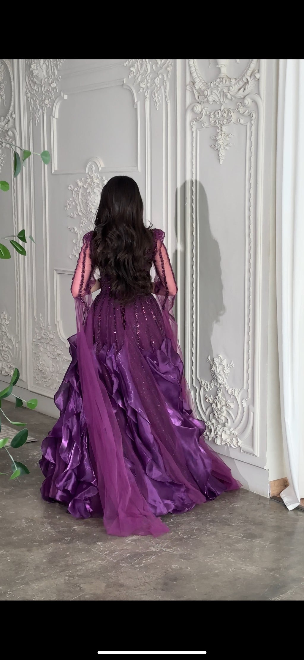 فستان بنفسجي مع كسرات Purple pleated dress