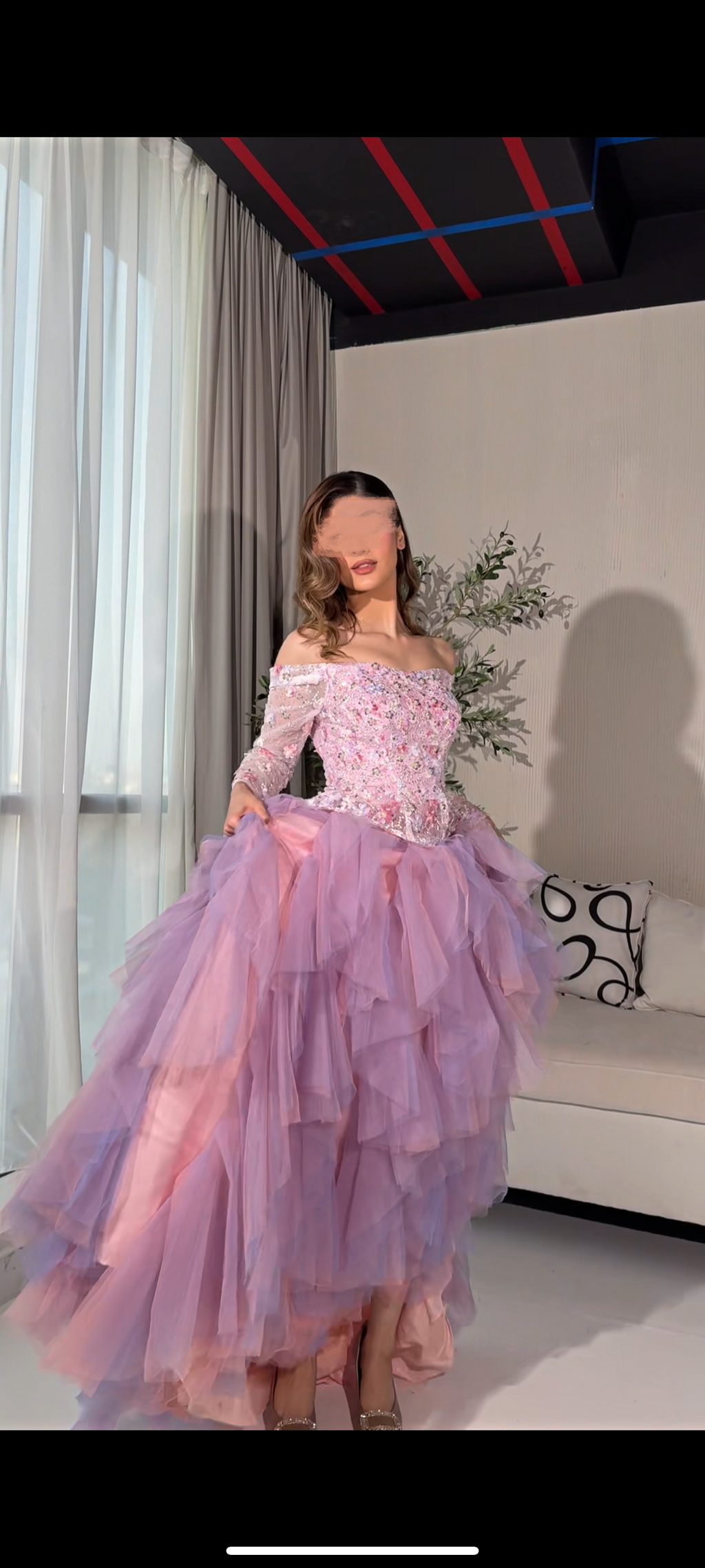 Pink ruffle corset فستان بنك بكورسيت و كسرات
