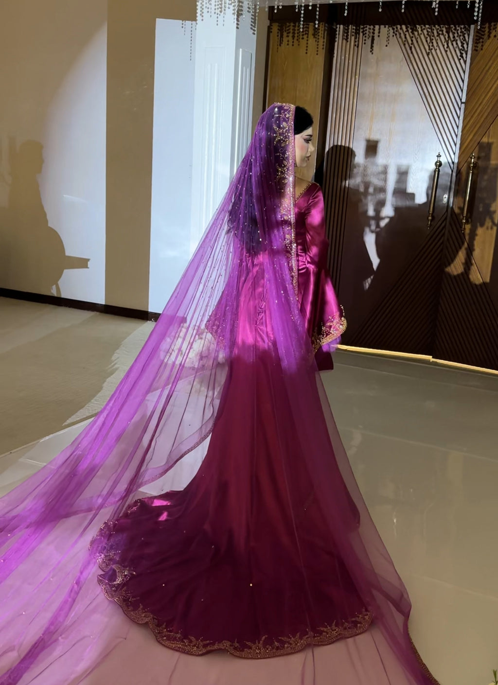 Malka fuschia pink فستان ملكة فوشيه طرحة