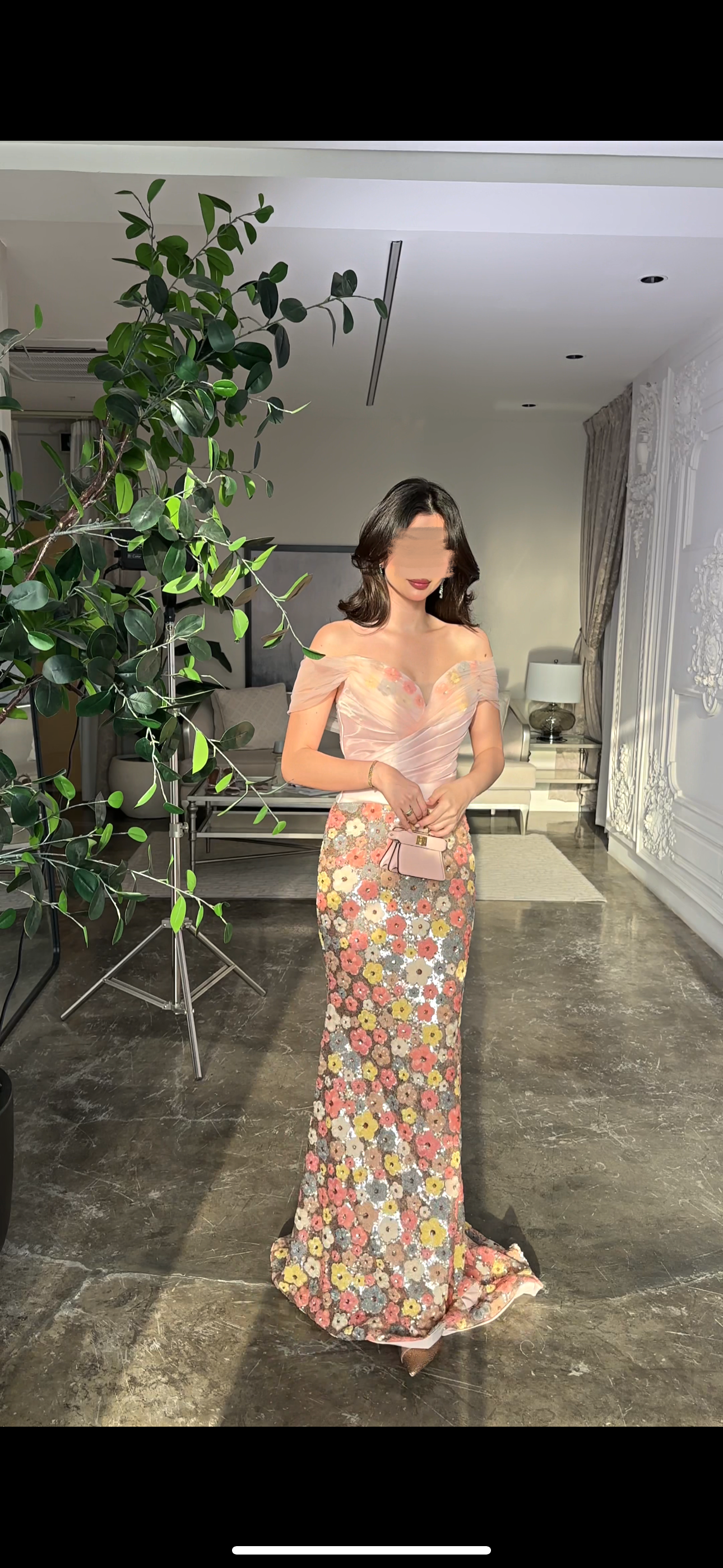 Fishtail pink dress فستان اوف شولدر عالجسم