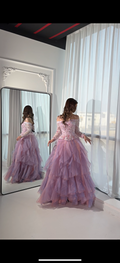 Pink ruffle corset فستان بنك بكورسيت و كسرات