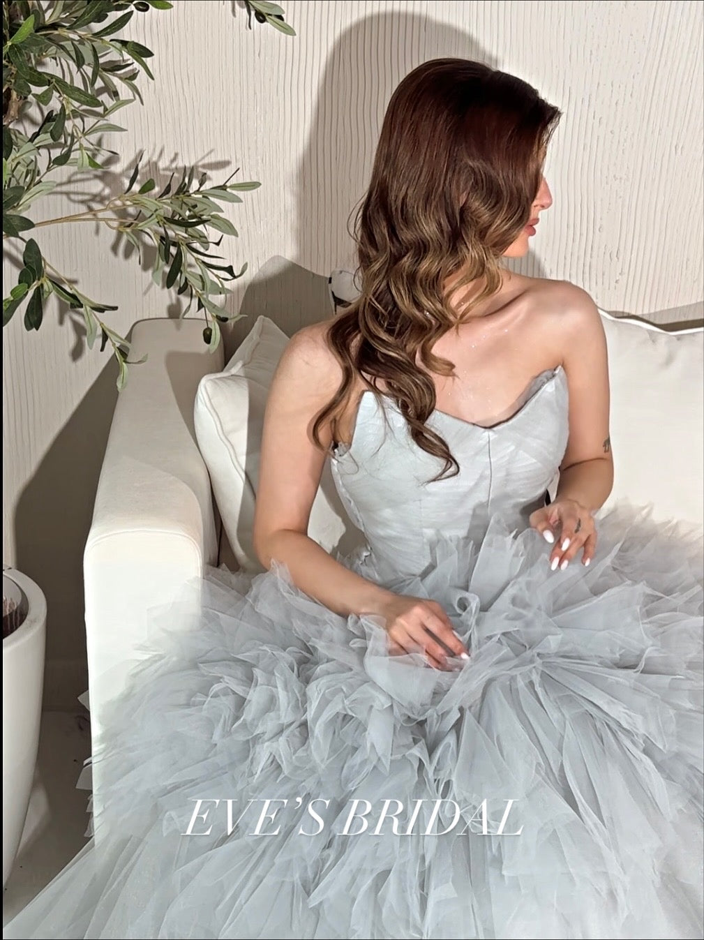 Grey tulle sweetheart