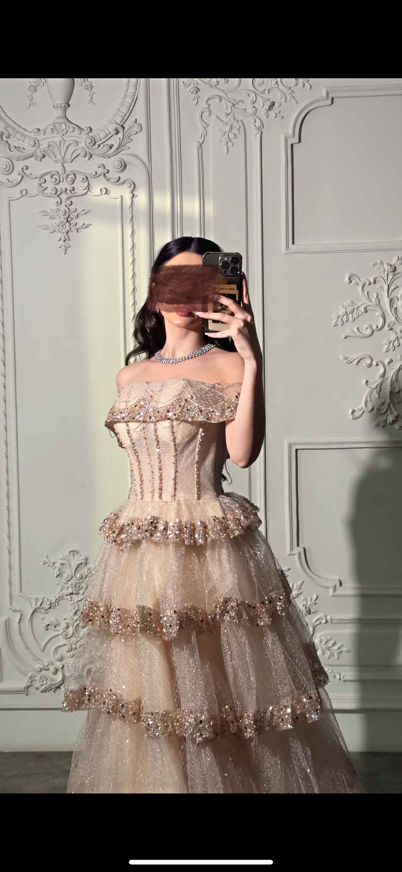 Multilayer beige evening gown فستان سهره بيج بطبقات