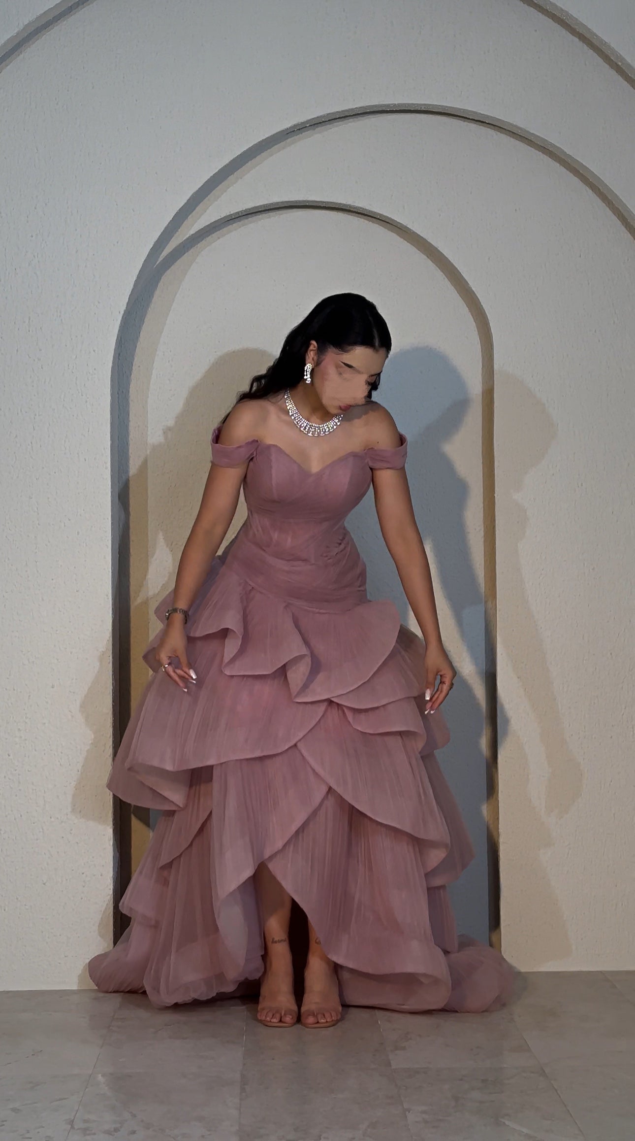 Pink wrap dress فستان زهري بطبقات