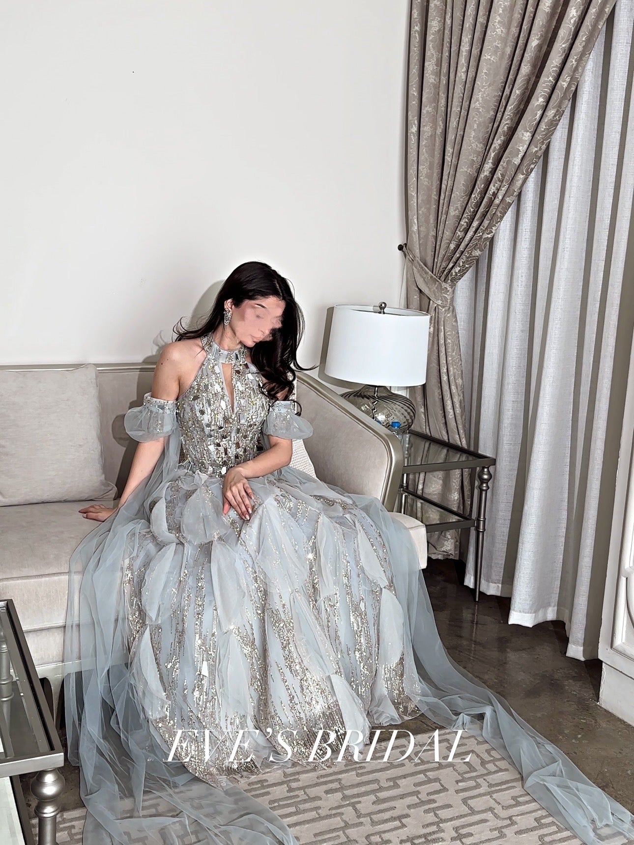 Grey mirror dress فستان فضي بالمرايا