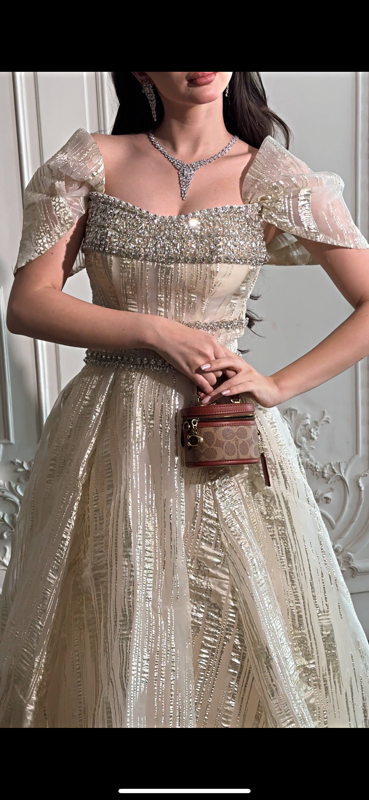 Off white dress فستان اوف وايبت بالكريستال