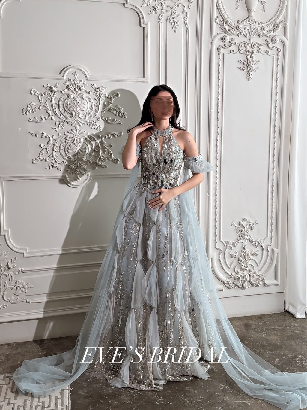 Grey mirror dress فستان فضي بالمرايا