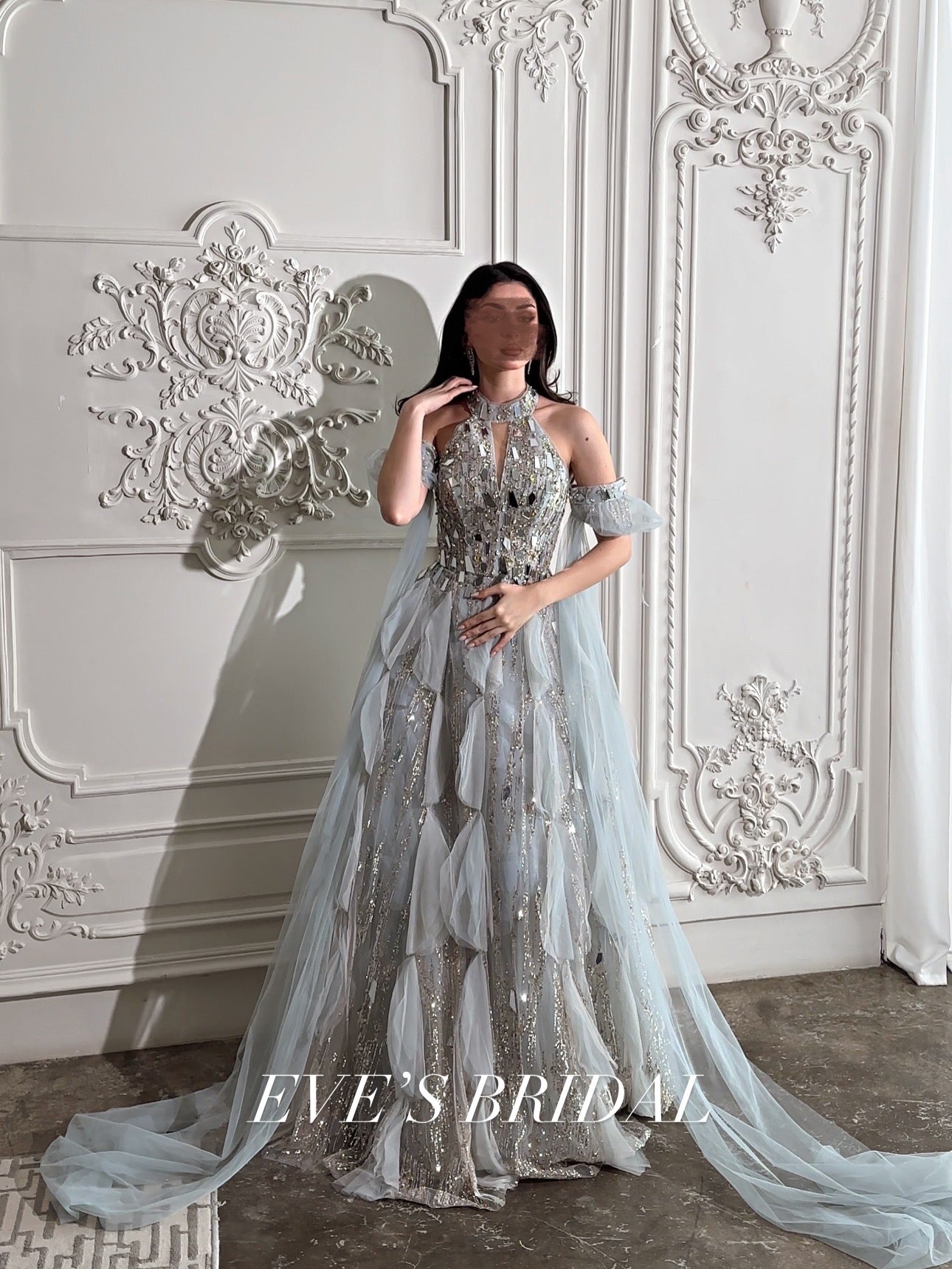 Grey mirror dress فستان فضي بالمرايا