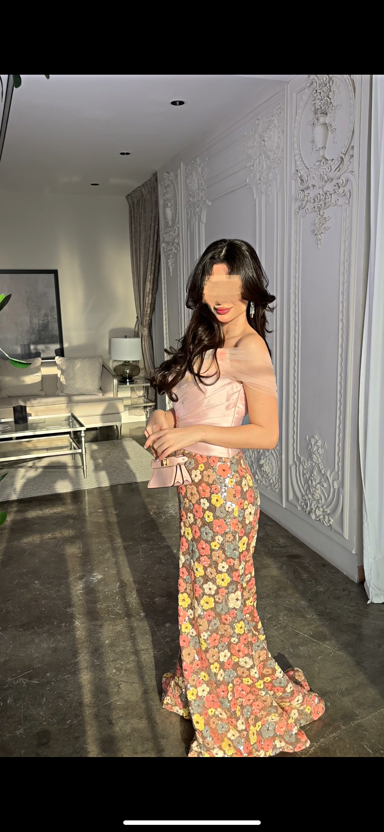 Fishtail pink dress فستان اوف شولدر عالجسم