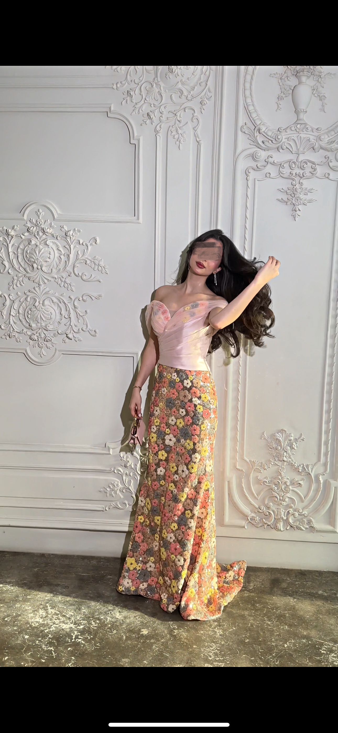 Fishtail pink dress فستان اوف شولدر عالجسم