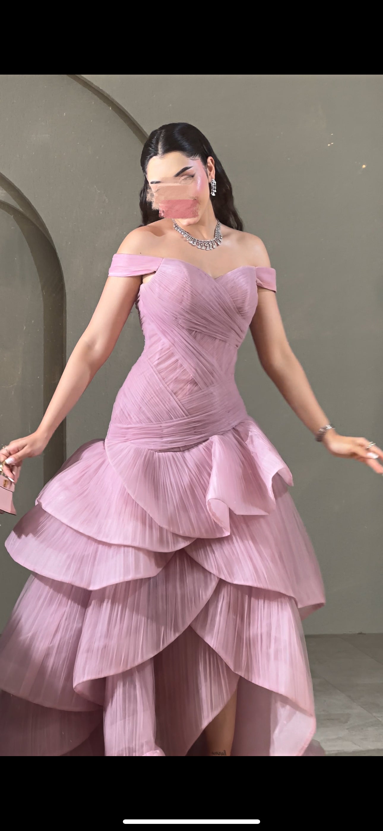Pink wrap dress فستان زهري بطبقات