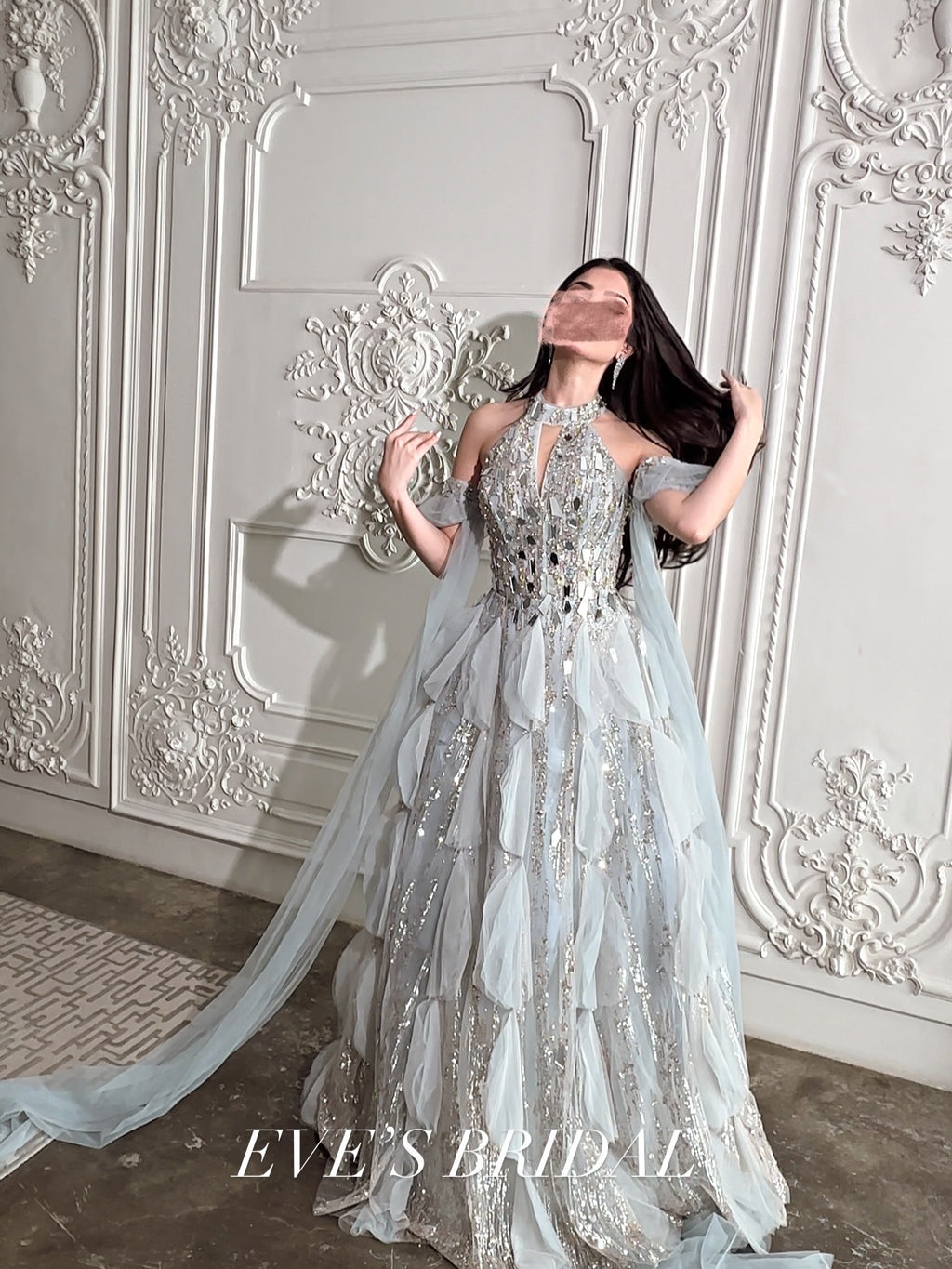 Grey mirror dress فستان فضي بالمرايا