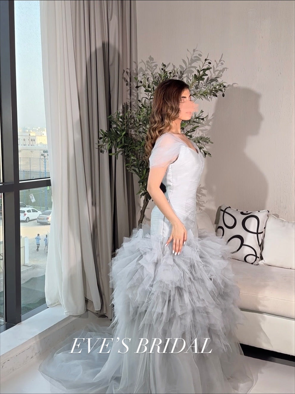 Grey tulle sweetheart