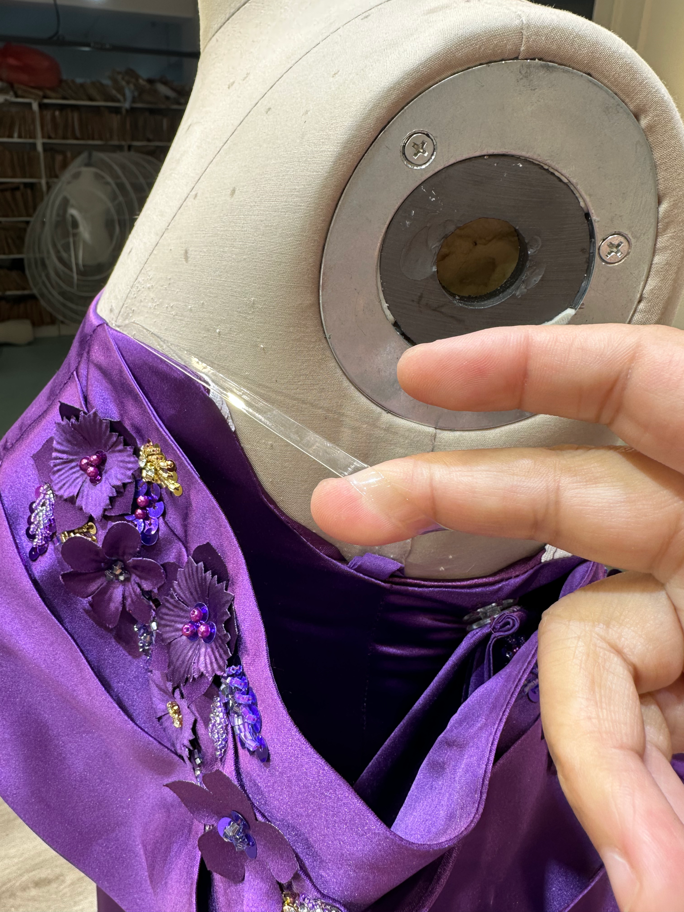 Dark purple malka dress with good beading and veil فستان ملكة بنفسجي غامق