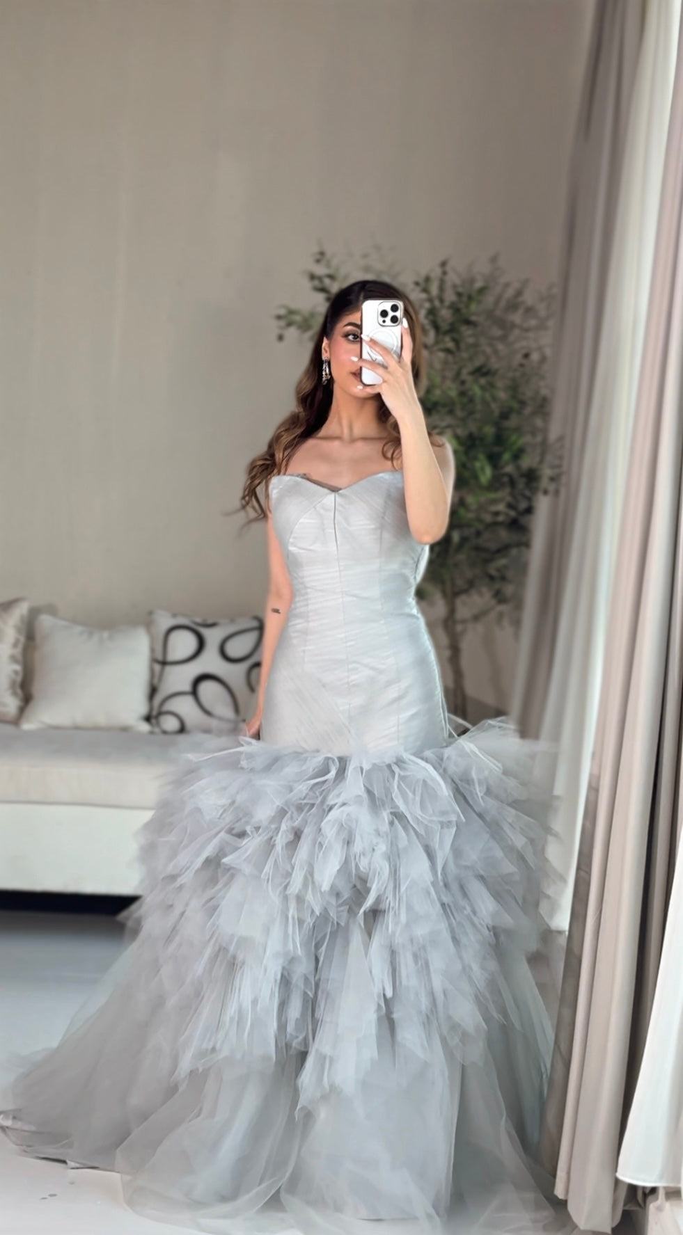 Grey tulle sweetheart