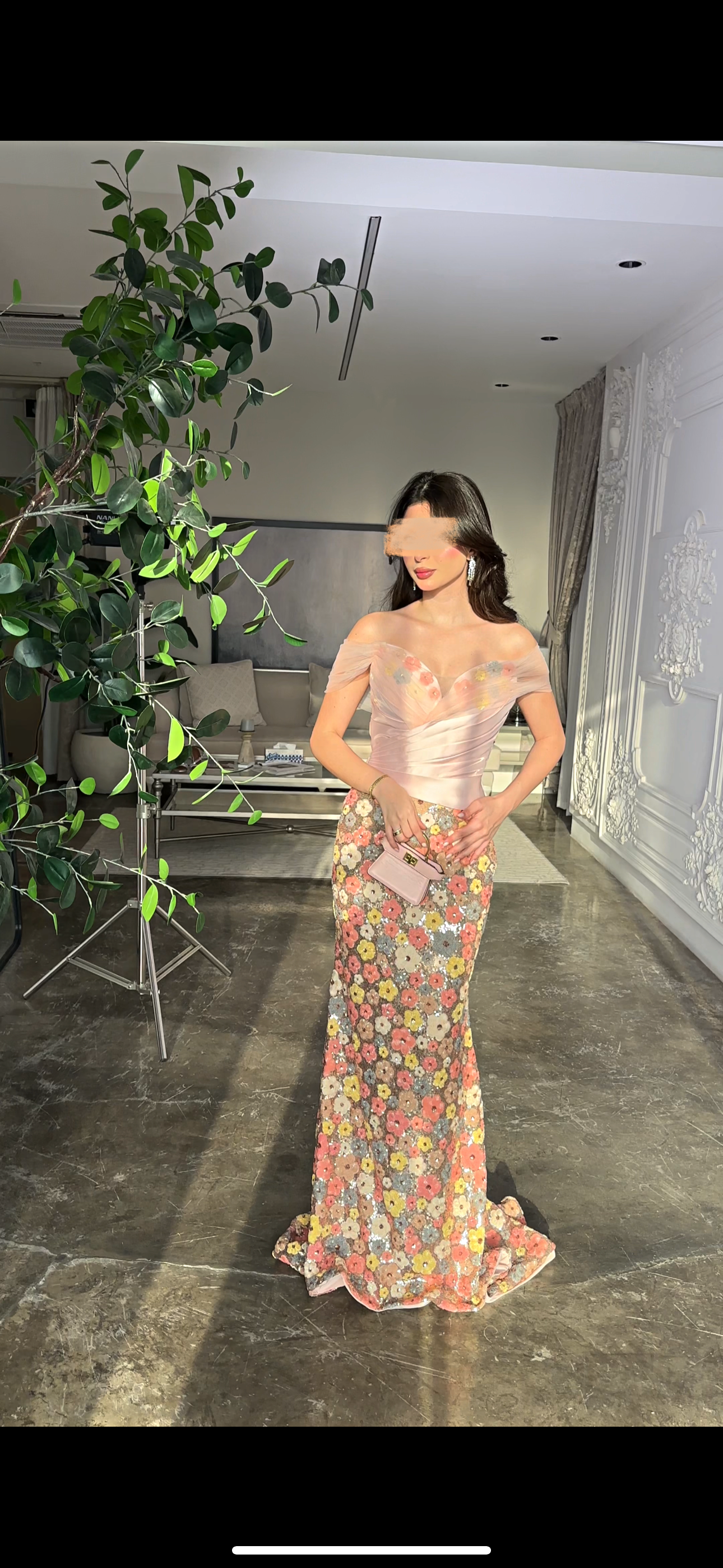 Fishtail pink dress فستان اوف شولدر عالجسم