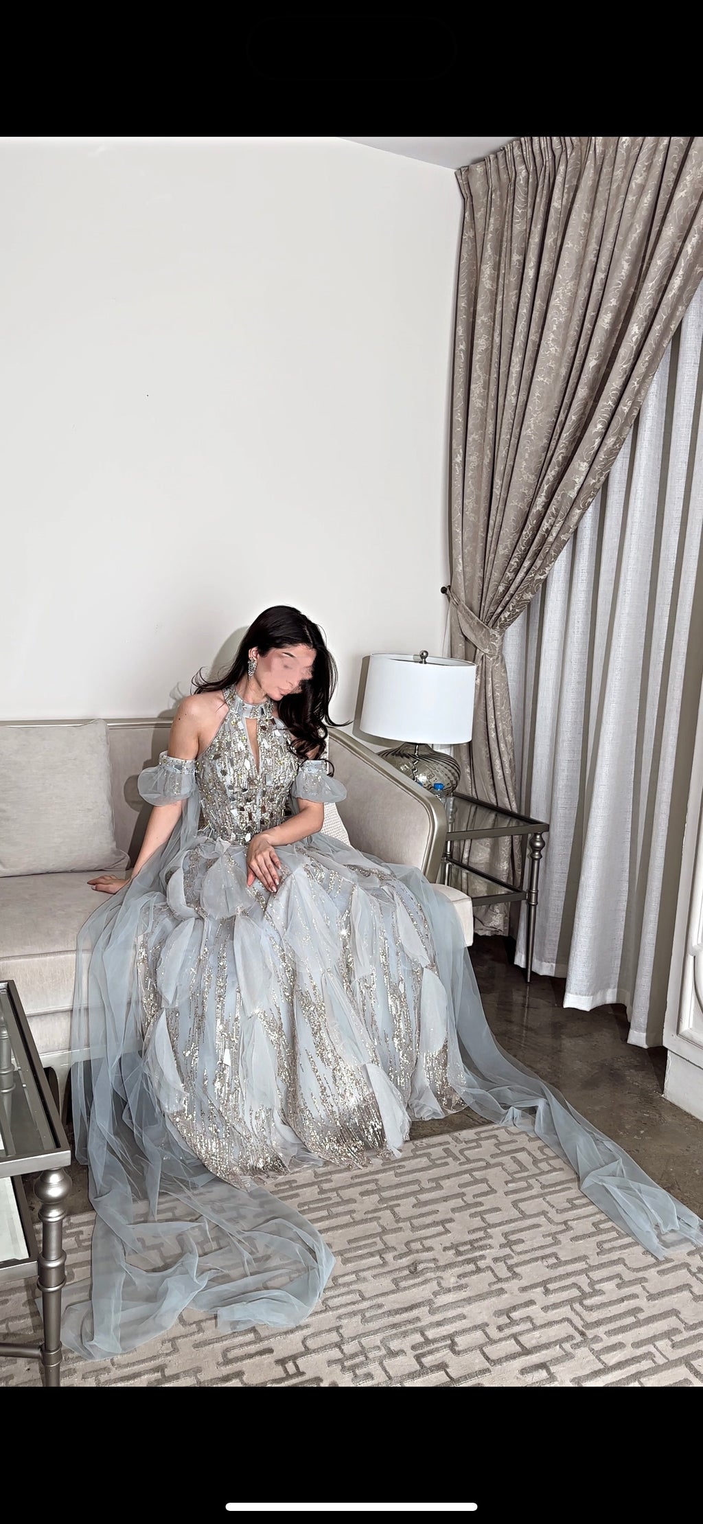 Grey mirror dress فستان فضي بالمرايا