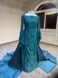 Turquoise dress with veil فستان فيروزي مع طرحة
