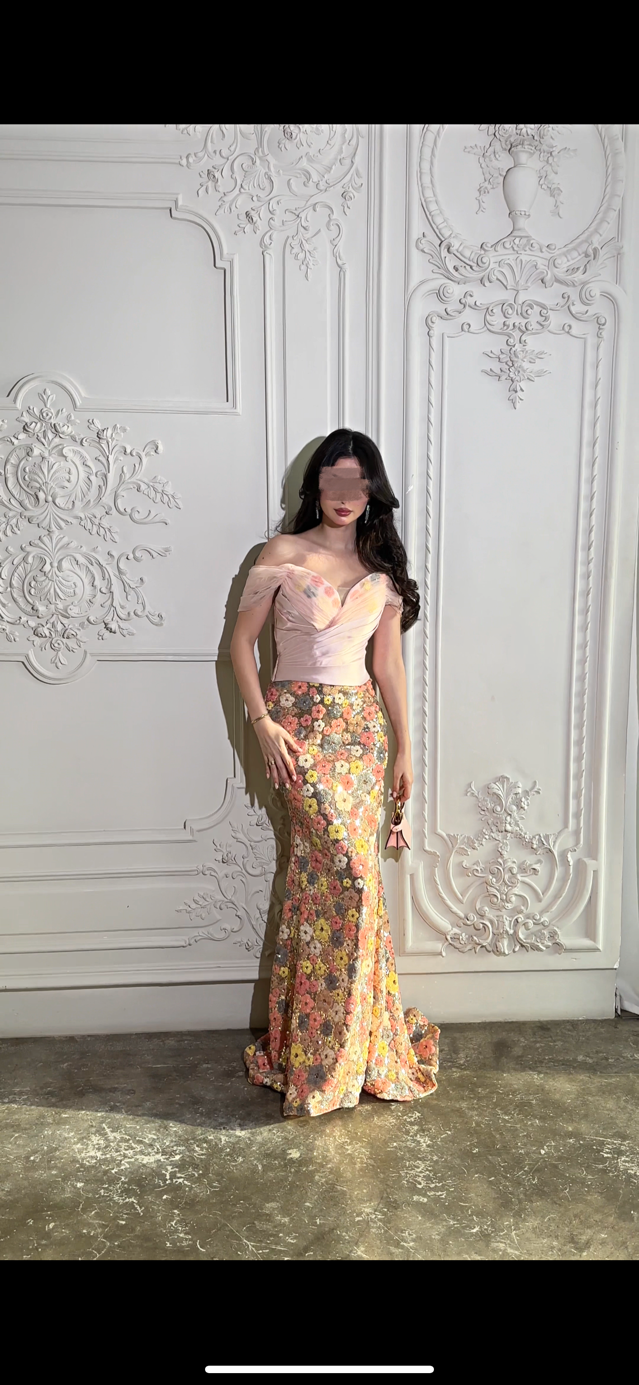 Fishtail pink dress فستان اوف شولدر عالجسم