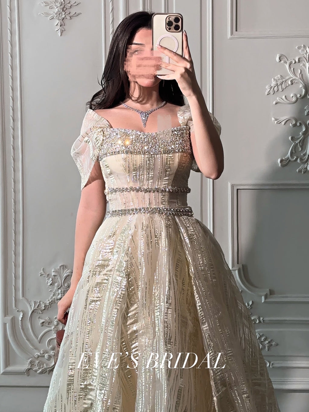 Off white dress فستان اوف وايبت بالكريستال